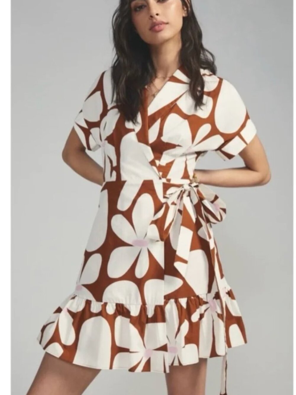 Anthropologie Hutch Thea Mod Floral Wrap Mini Dress